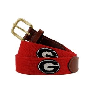 Georgia UGA needlepoint belt, Smathers & Branson